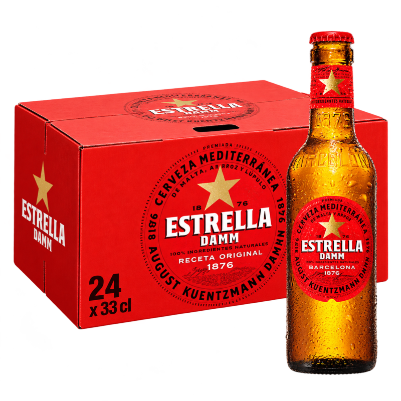 Cerveza Estrella Damm - Pack 24 Botellas 33cl