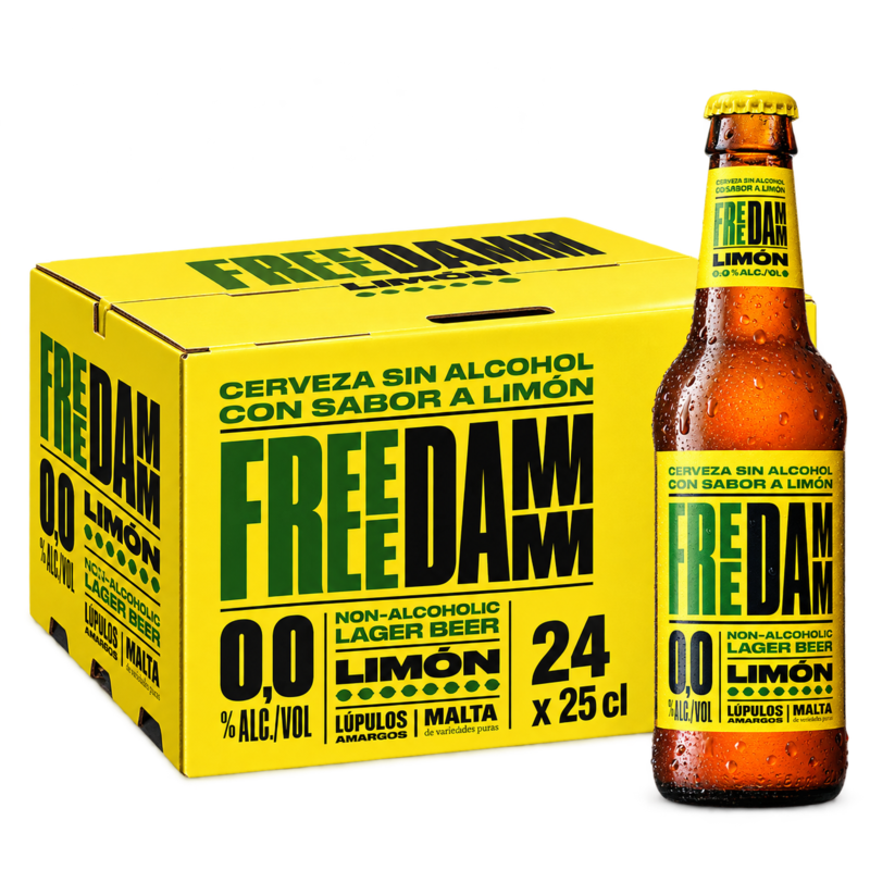 Cerveza Free Damm Limón - Pack 24 Botellas 25cl